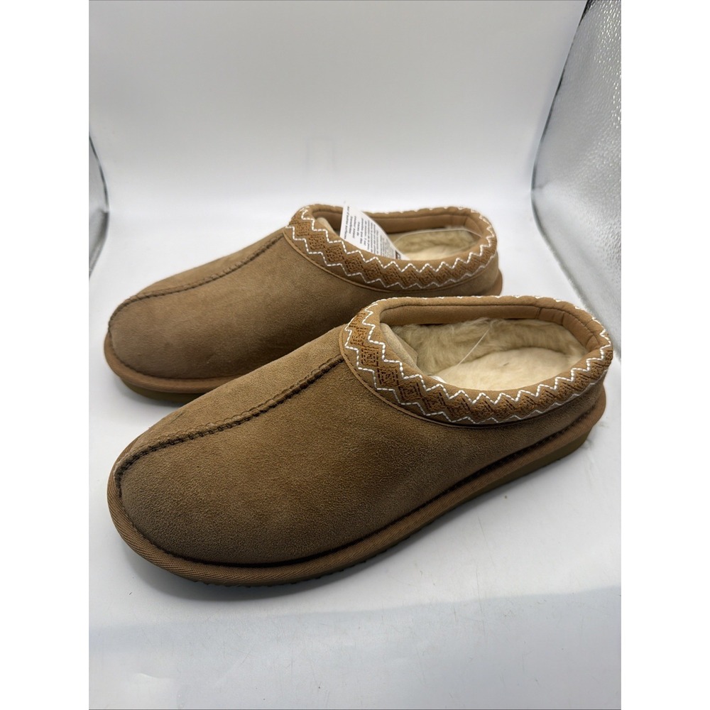 Kirkland "Unisex Shearling Tan Slippers Comfort Genuine Shearling US M5 W6 NIB